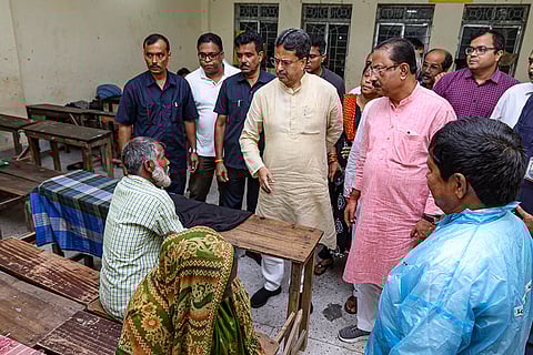 Flood in Tripura: Tripura Chief Minister Manik Saha meets affected people at a makeshift shelter